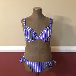 Striped Blue Push-Up Bikini Set